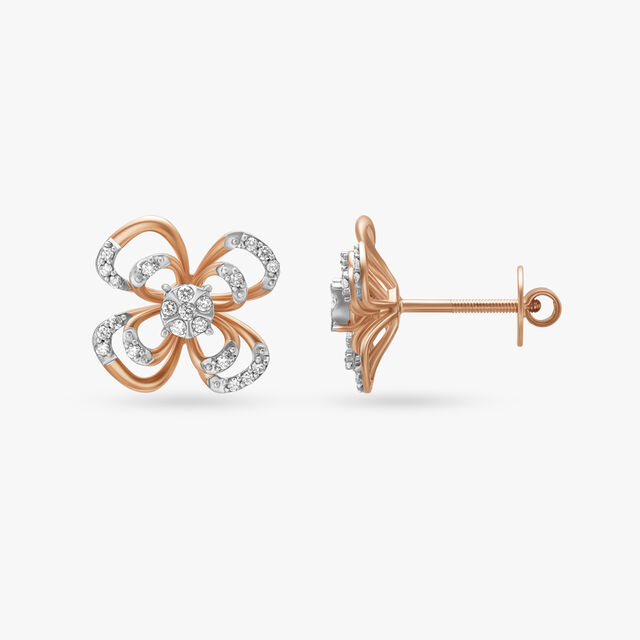 Blooming Flower Diamond Stud Earrings,,hi-res image number null