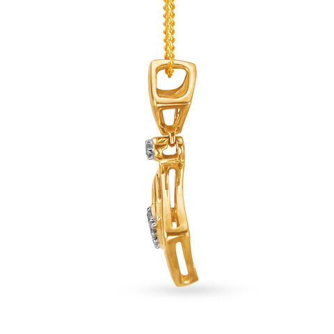 Charming Geometric Gold and Diamond Pendant