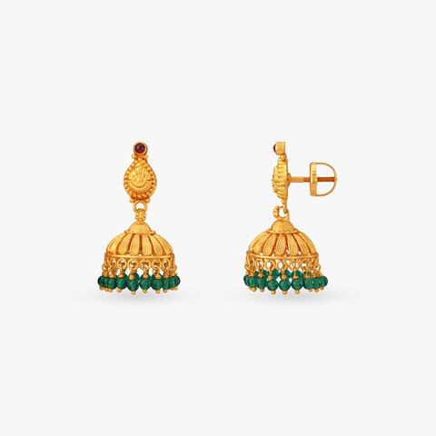 Temple Motif Dome Jhumka Earrings