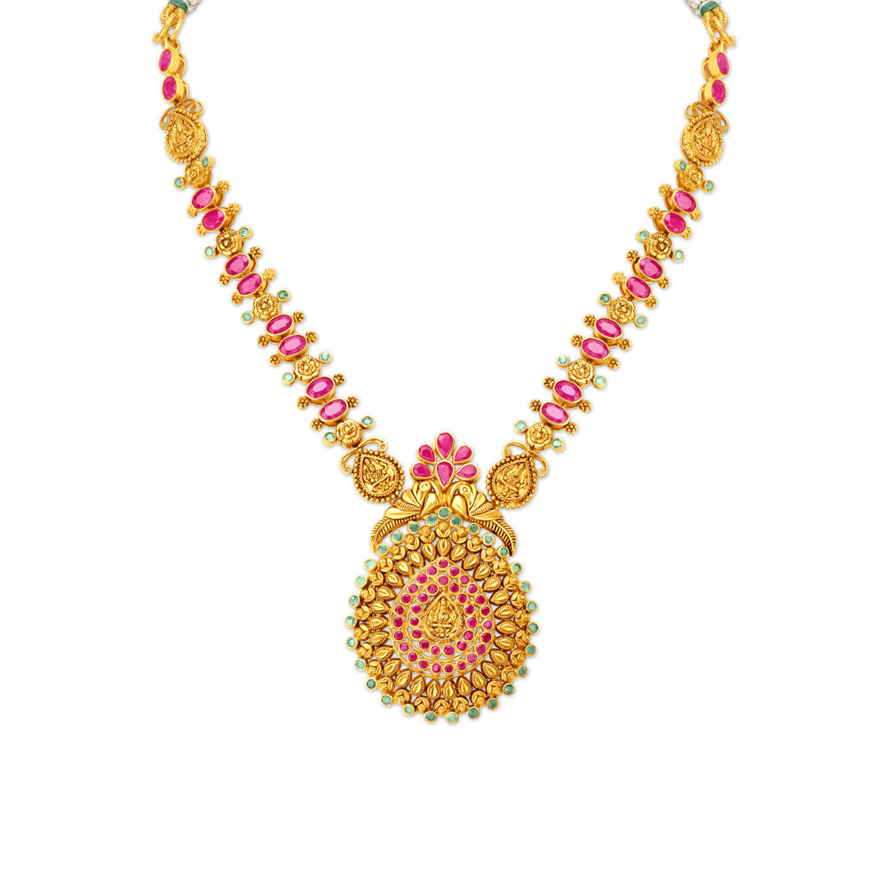 Divine Emerald And Ruby Gold Necklace Set