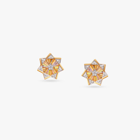 Iridescent Ray Diamond Stud Earrings