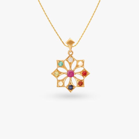 Regal Navaratna Diamond Pendant