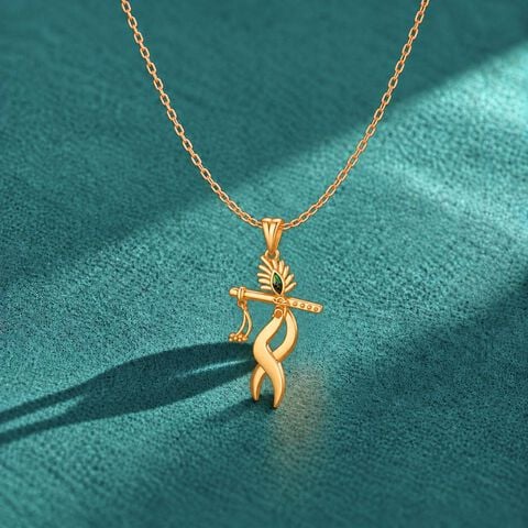 Adorned 22 Karat Yellow Gold Krishna Pendant