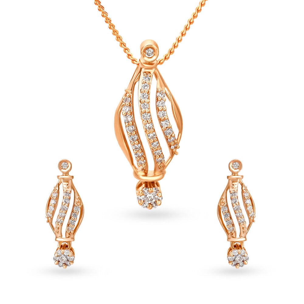 Rose gold pendant set tanishq sale