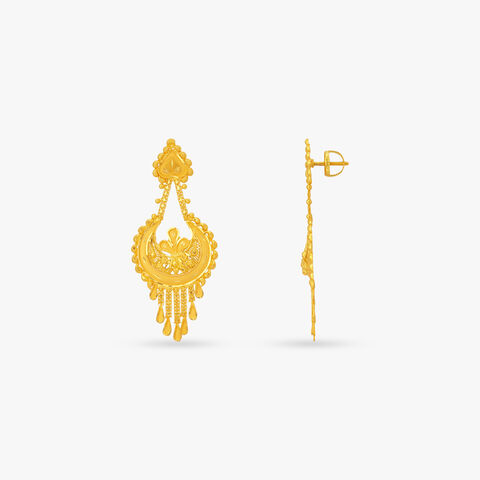 Crescent Fringe Chandbali Earrings