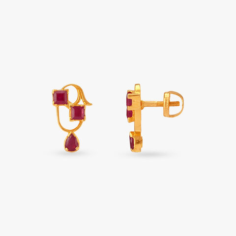 Crimson Kiss Stud Earrings for Kids