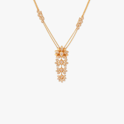 Falling Petals Gold Pendant with Chain