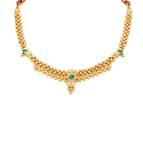 Graceful Gold Marathi Thushi Necklace Set