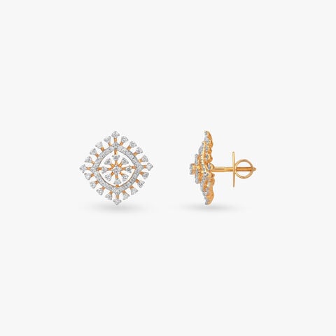 Square Bloom Diamond Stud Earrings
