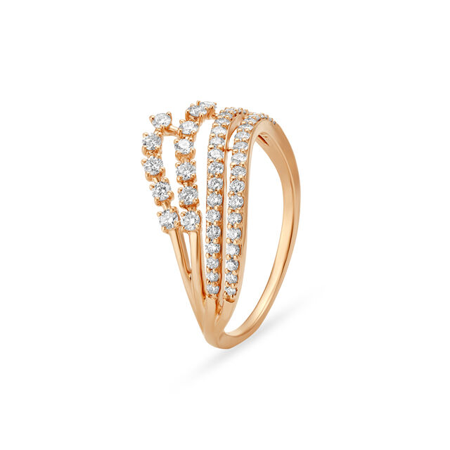 Wave Crossover Diamond Finger Ring,,hi-res image number null