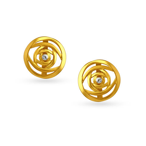 Hypnotic Yellow Gold Swirled Stud Earrings