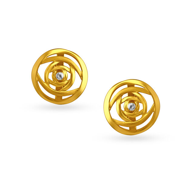 Hypnotic Yellow Gold Swirled Stud Earrings,,hi-res image number null