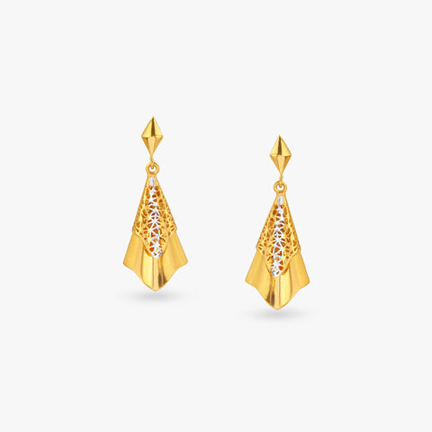 Graceful Fold Gold Drop Earrings