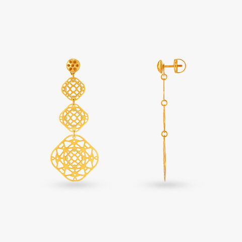 Ornate Cascade Gold Drop Earrings