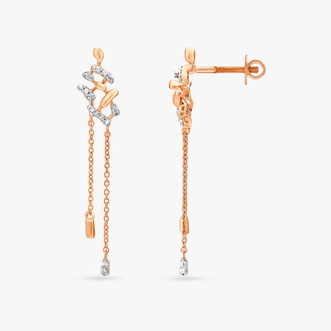Flow Line Diamond Drop Earrings