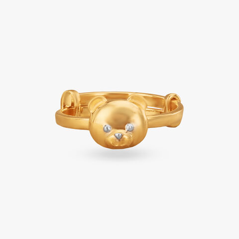 Teddy Charm Gold Ring for Kids