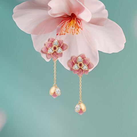 Dewlight Floral Diamond Drop Earrings