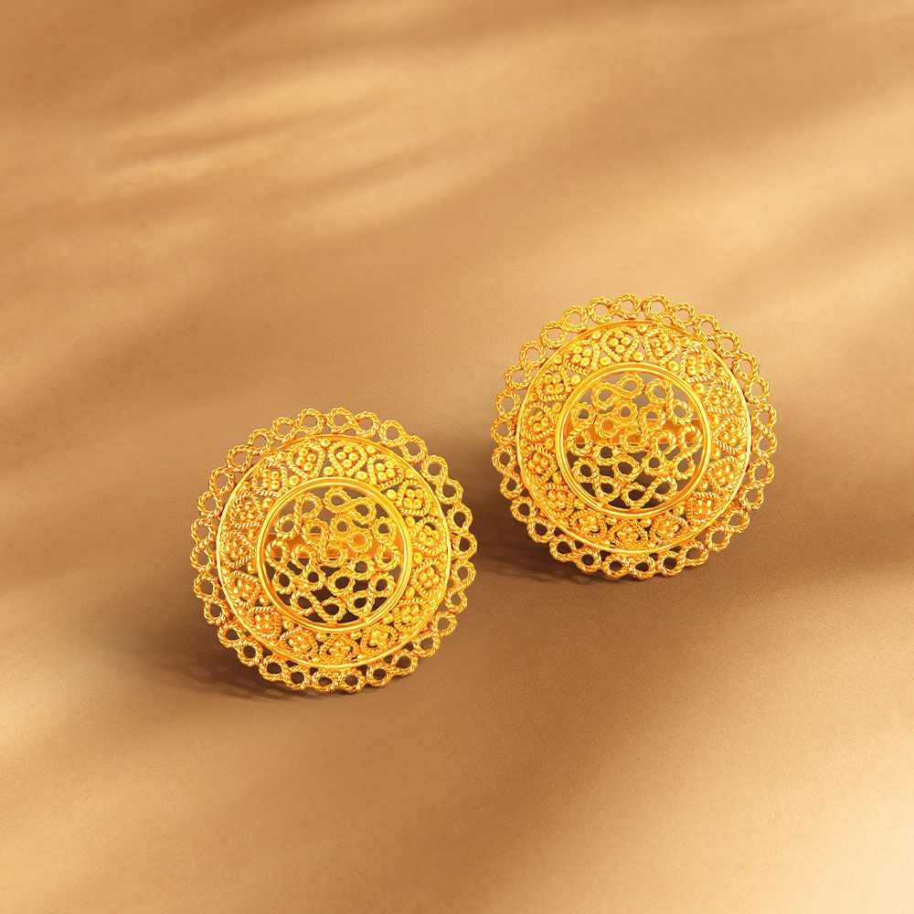 9ct Yellow Gold Round D Shape Stud Earrings – Andrew Scott