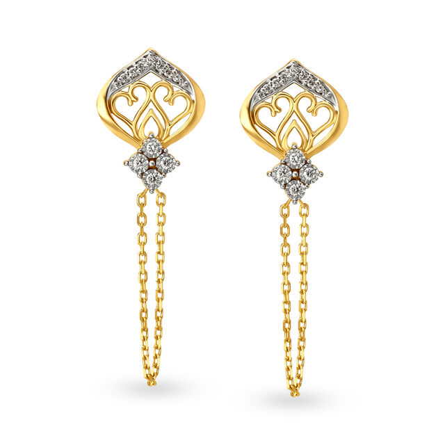 Fancy Diamonds Yellow and White Gold Drop Earrings,,hi-res image number null