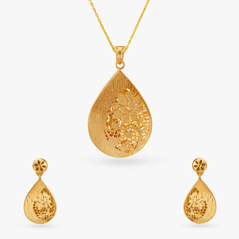 Sleek Serenity Pendant and Earrings Set