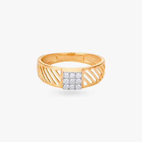 Contemporary Grid Diamond Finger Ring for Men
