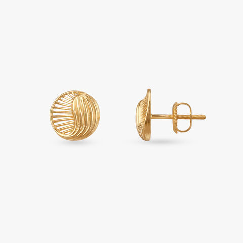 Solar Orb Gold Stud Earrings