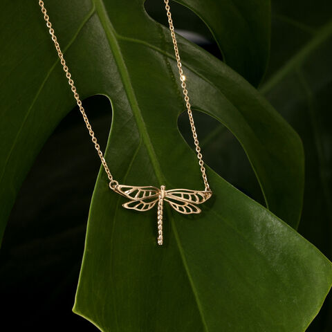 Airy Dragonfly Gold Necklace