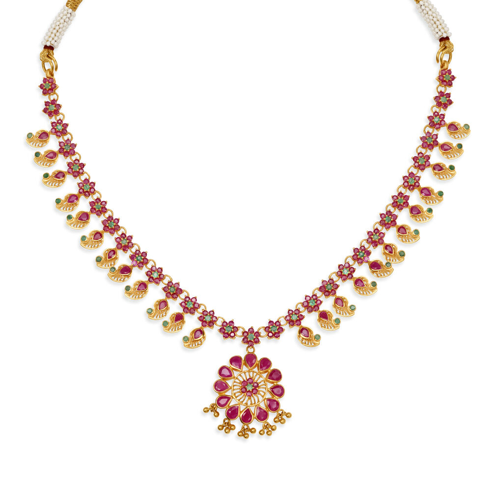 Tanishq ruby and emerald necklace sale