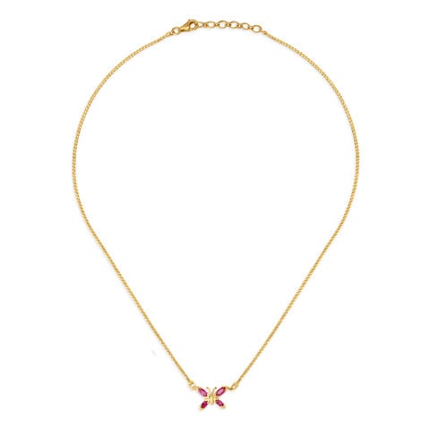 Beautiful Butterfly Gold and Ruby Necklace for Kids
