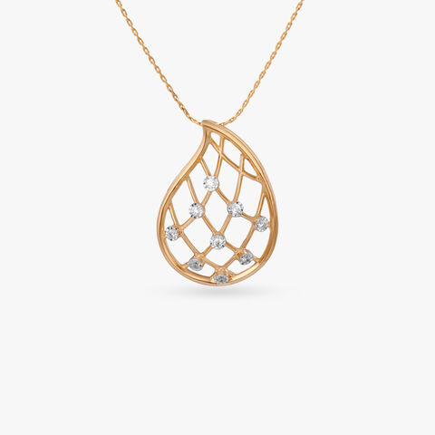 Lattice Teardrop Diamond Pendant