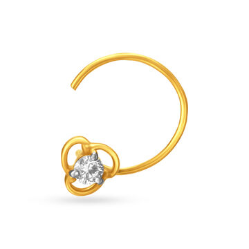 Floral Single Stone Diamond Nose Pin