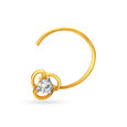 Floral Single Stone Diamond Nose Pin,,hi-res image number null
