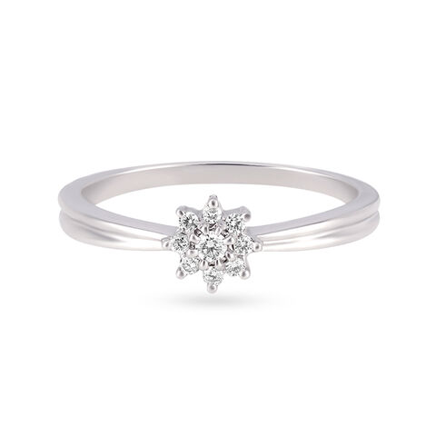 Dazzling 950 Karat Platinum And White Gold And Diamond Floral Ring
