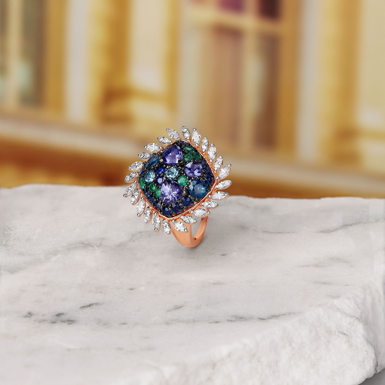 Blue diamond ring tanishq best sale