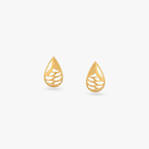 Sculpted Teardrop Gold Stud Earrings
