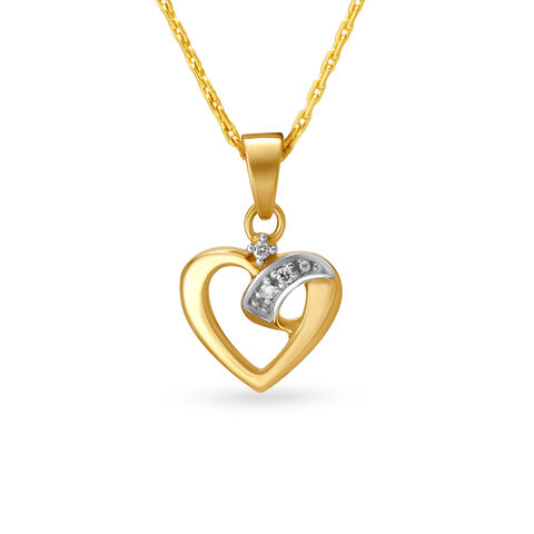 Dainty Heart Shaped Gold and Diamond Pendant