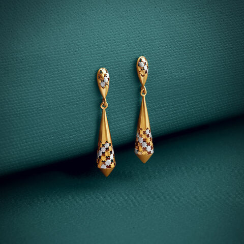 Intricate Lattice Gold Drop Earrings