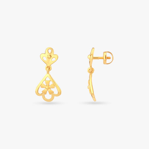 Floral Crest Gold Drop Earrings