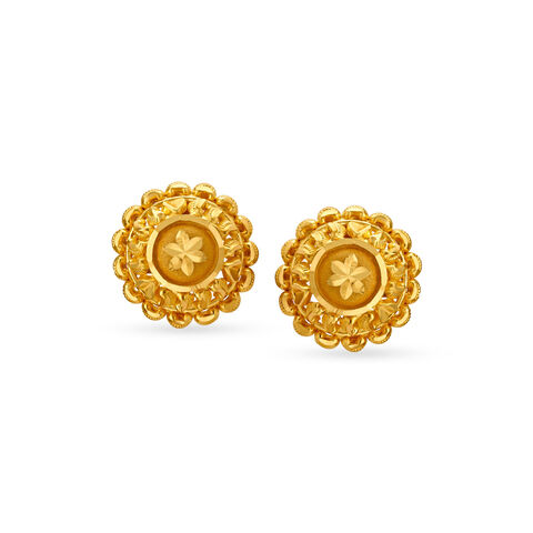 Ornate Gold Stud Earrings