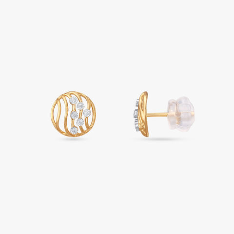 Ripple Circle Diamond Stud Earrings