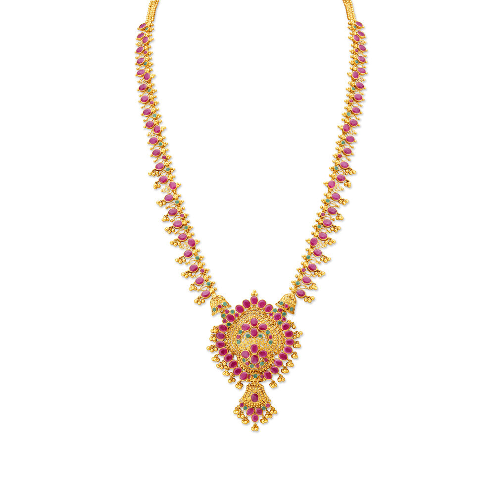 Ruby emerald necklace top tanishq with price
