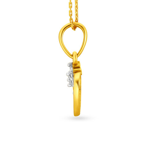 Heart And Flower Motif Diamond Pendant