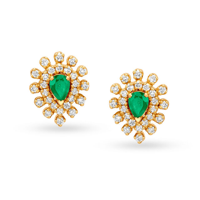 Tanishq emerald and diamond earrings Clearance
