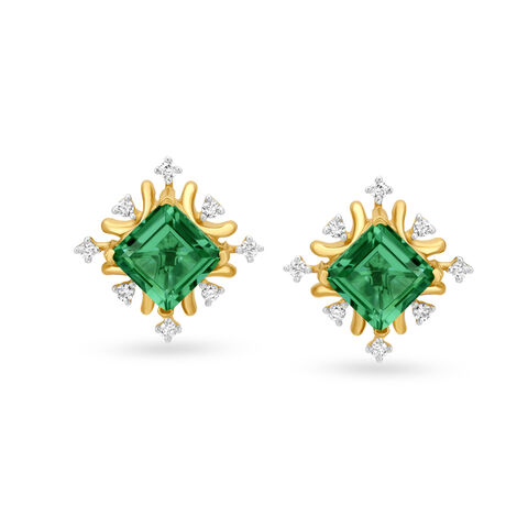 Geometric Square Diamond Stud Earrings
