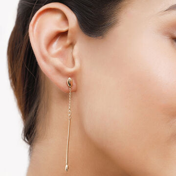 14 KT Yellow Gold Graceful Movement Drop Earrings