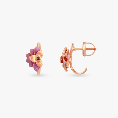 Lotus Blush Gold Hoop Earrings