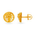 Minimalistic 22 Karat Yellow Gold Floral Stud Earrings,,hi-res image number null