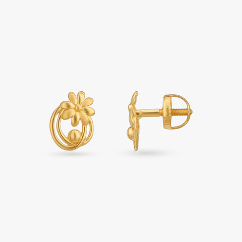 Little Daisy Gold Stud Earrings for Kids