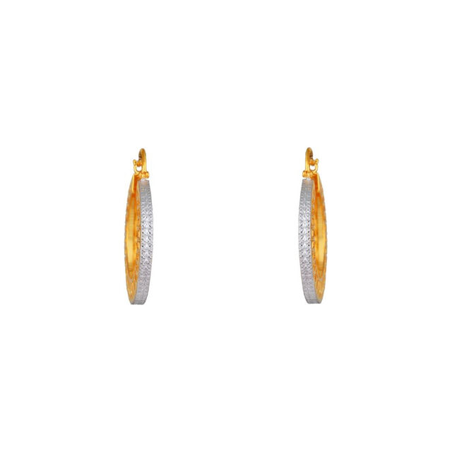 Sleek 22 Karat Yellow Gold Hoop Earrings,,hi-res image number null
