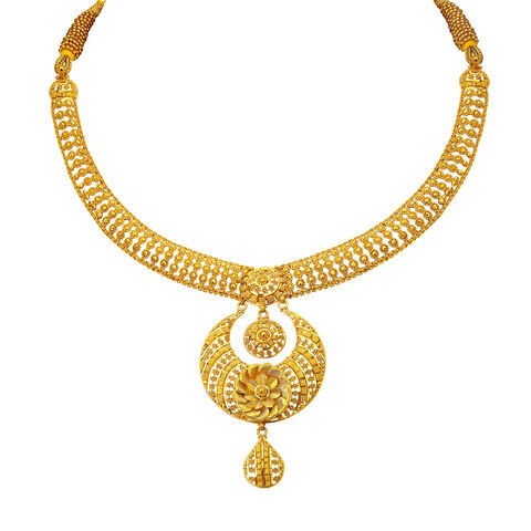 Scintillating 22 Karat Yellow Gold Floral Bead Necklace And Earrings Set
